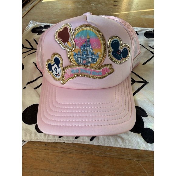Stoney Clover Lane Accessories - Disney Parks Stoney Clover Lane WDW Trucker Pink Cap NWT Castle Patches Rare